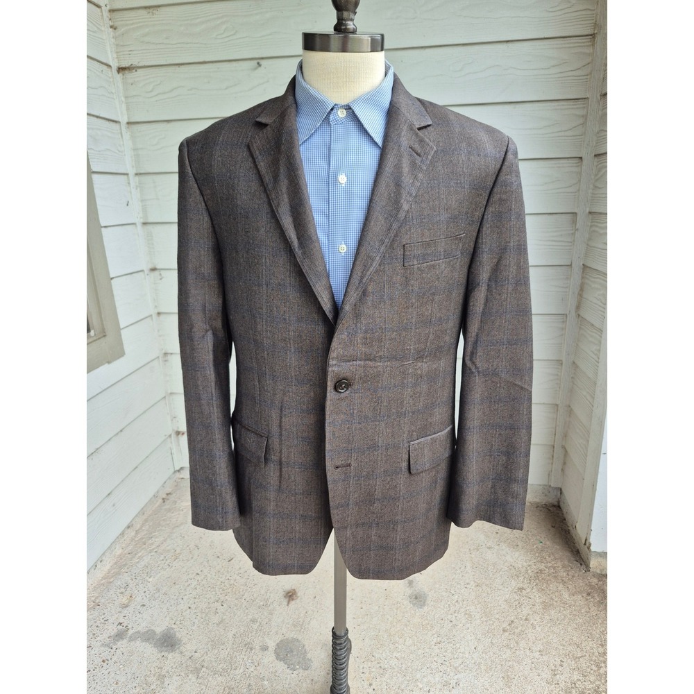Michael Kors Mens 42R Brown Gray Plaid 100% Wool 2-Button Blazer Sport Coat 42 R - Picture 2 of 8